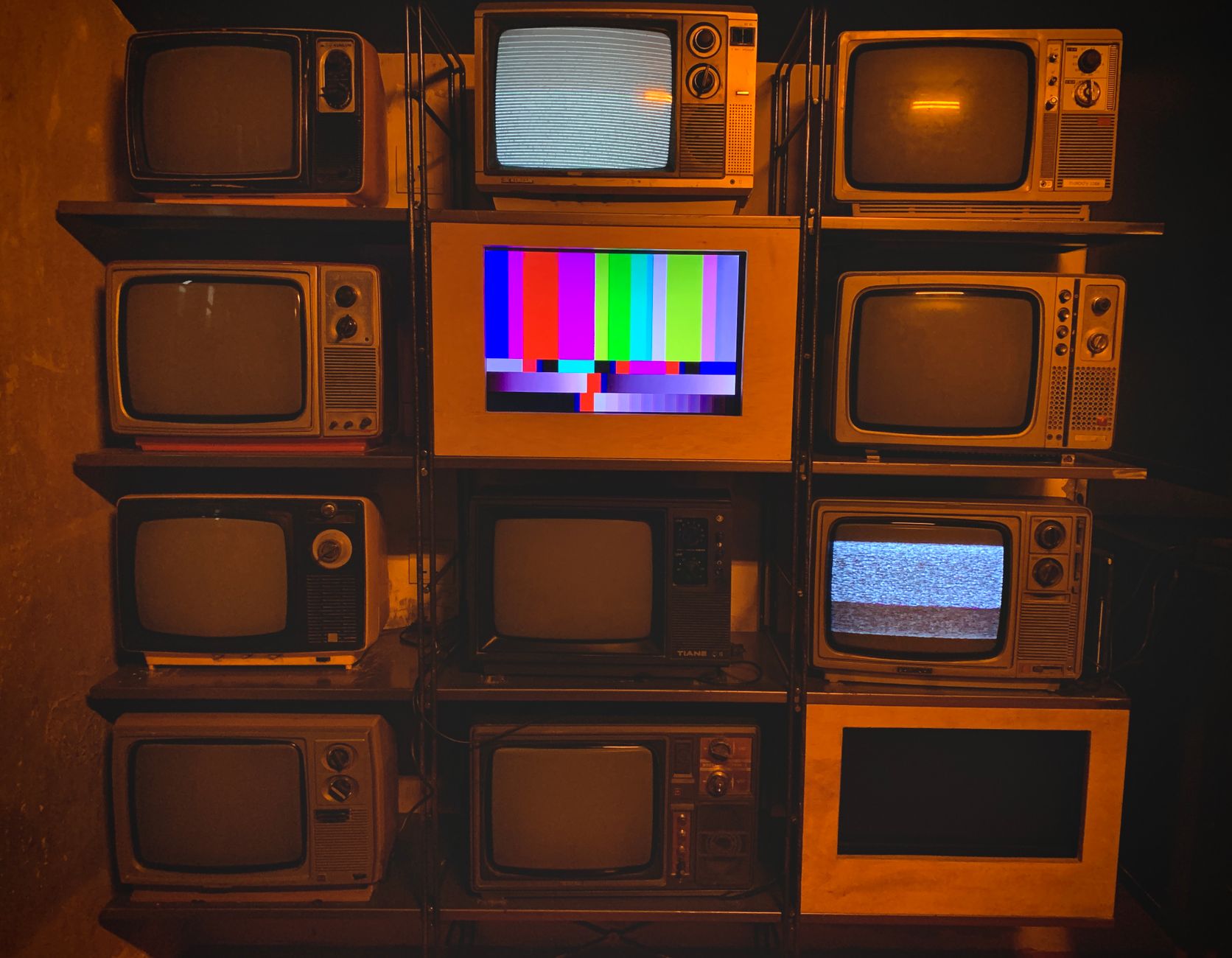 close up of vintage televisions